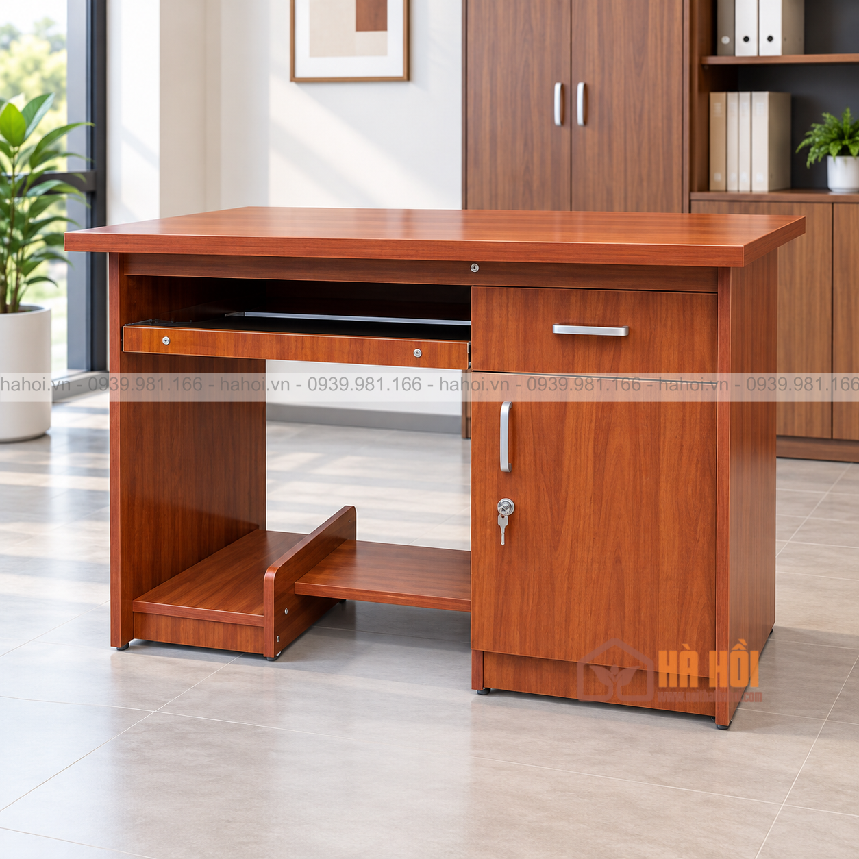 Bàn nhân viên có hộc sâu và khay bàn phím 1m2 BVP17