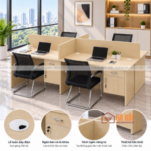 Alternative view of Cụm bàn làm việc 4 chỗ ngồi hiện đại CB9