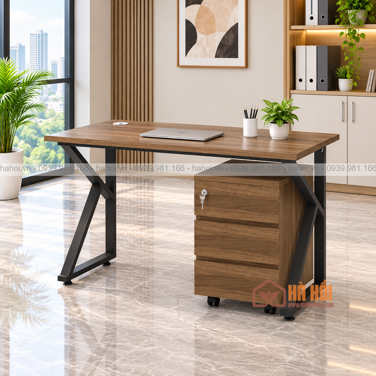 Bàn làm việc chân sắt chữ K 1m2 BK1D - Ảnh 2