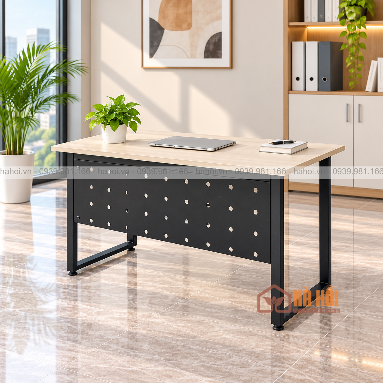 Bàn nhân viên chân sắt có yếm BVP02Y