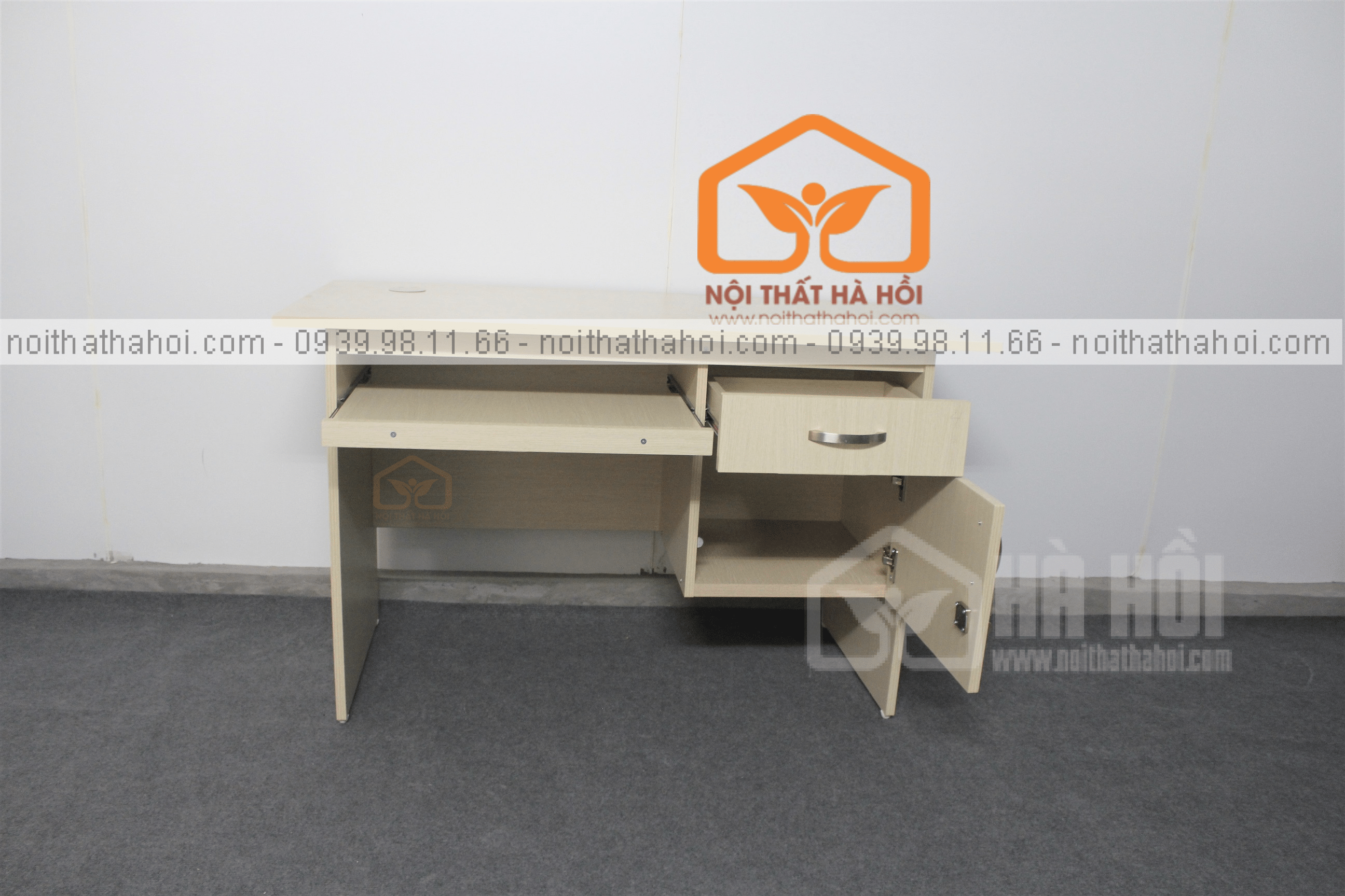 Bàn nhân viên có hộc treo và khay bàn phím 1m2 BVP11 - Ảnh 2