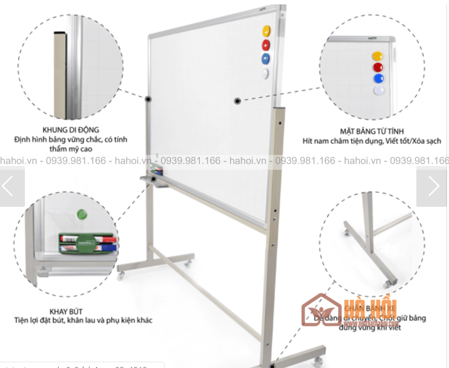 Bảng từ trắng di động 1.2x2m - Ảnh 3