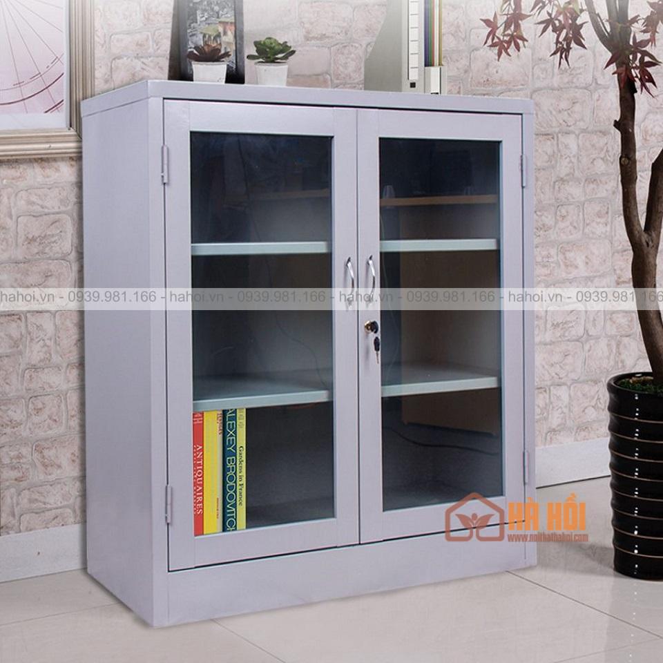 Tủ sắt thấp 2 cánh kính TS03