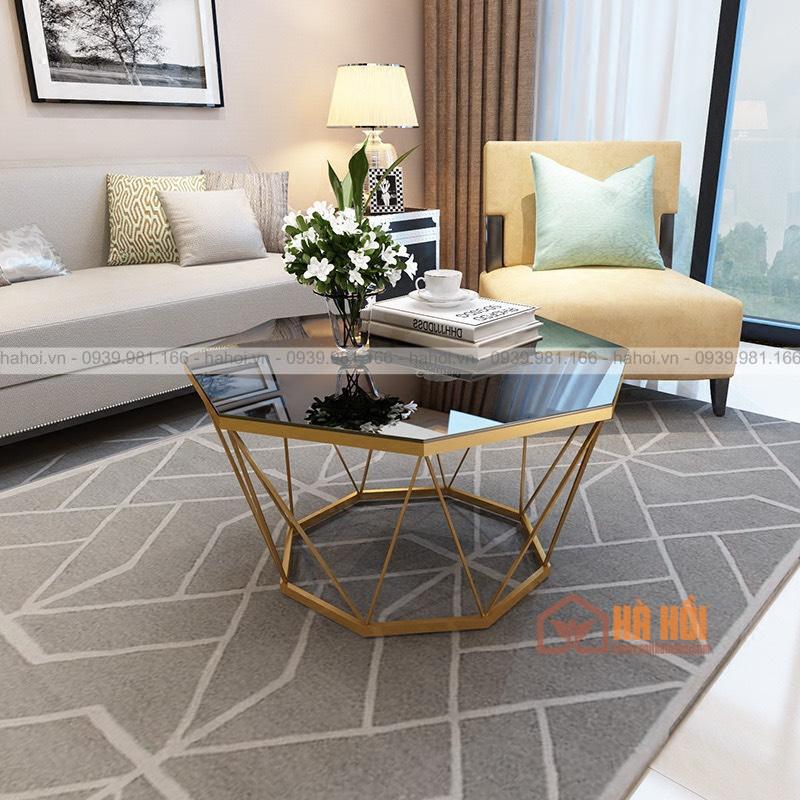 Bàn trà hình khối kim cương mặt kính BT01 - Ảnh 4
