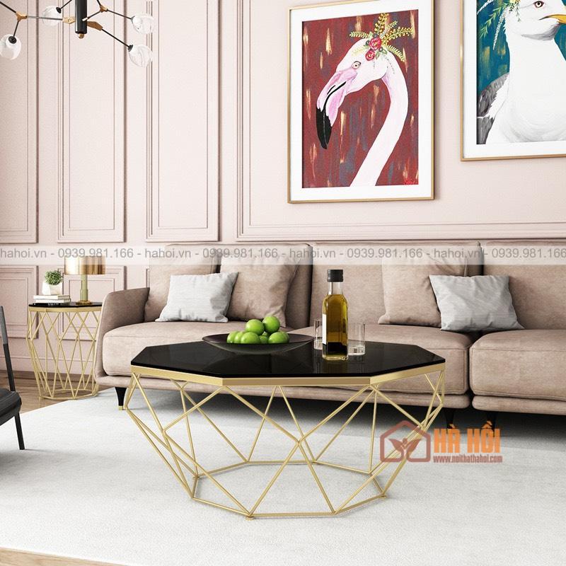 Bàn trà hình khối kim cương mặt kính BT01 - Ảnh 2