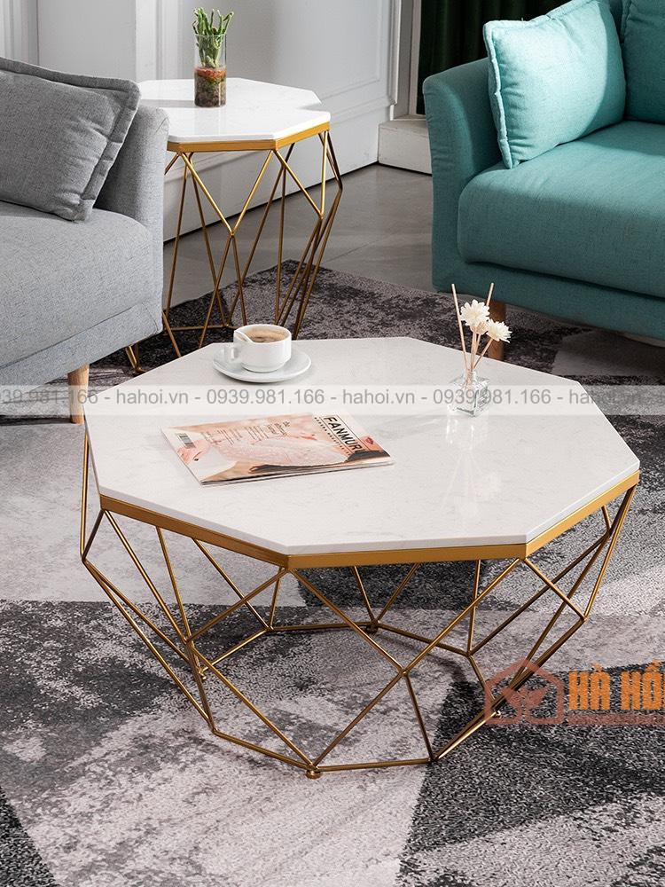 Bàn trà hình khối kim cương mặt đá BT02 - Ảnh 3