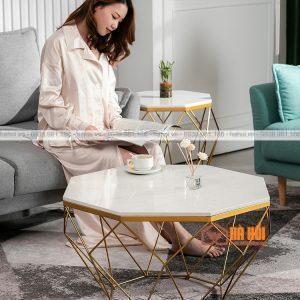 Bàn trà hình khối kim cương mặt đá BT02