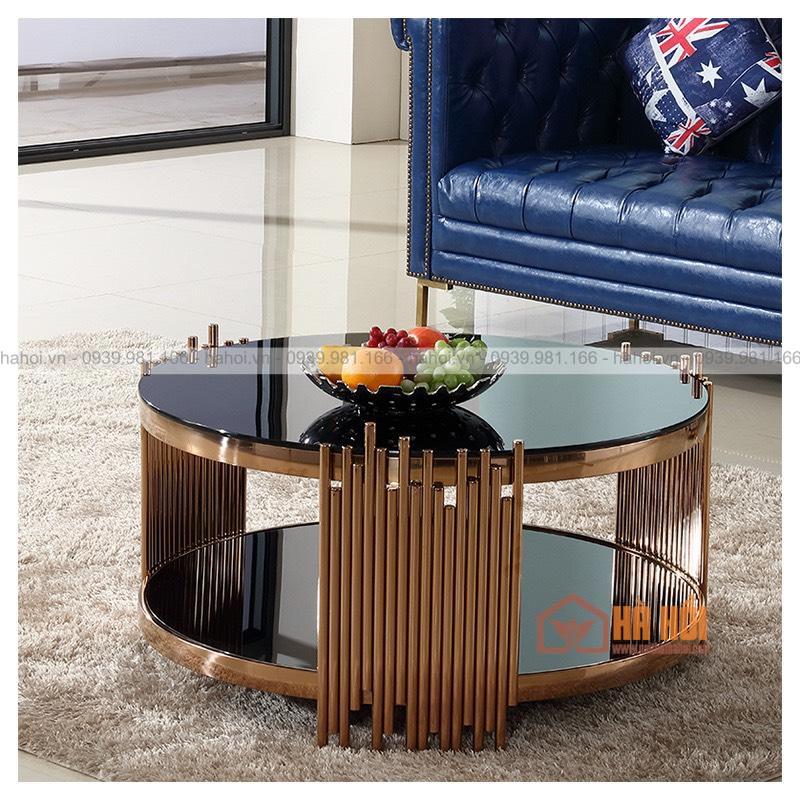 Bàn trà sofa mặt kính đen BT03 - Ảnh 2