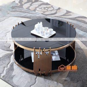 Bàn trà sofa mặt kính đen BT03
