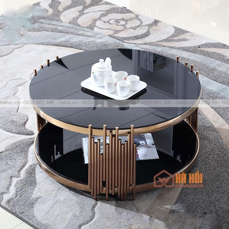 Bàn trà sofa mặt kính đen BT03