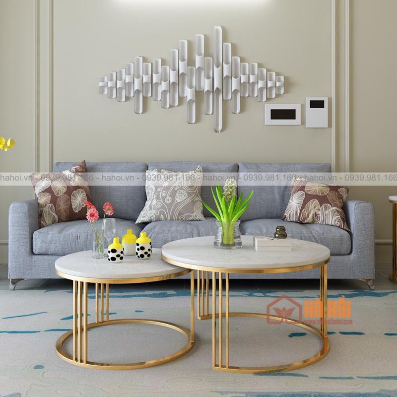 Bàn trà sofa đôi mặt đá BT04