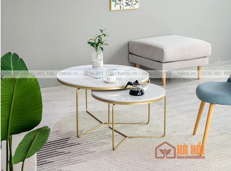 Bàn trà sofa đôi mặt đá BT05