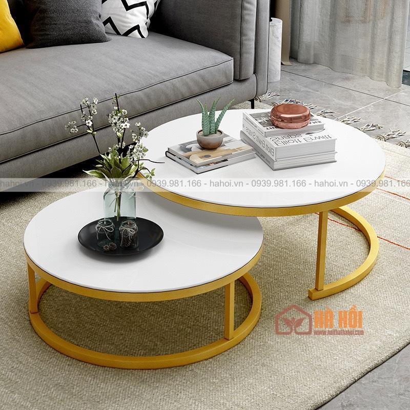 Bàn trà đôi mặt đá BT11