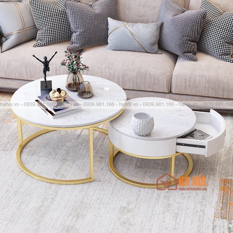 Bàn trà sofa đôi mặt đá BT07