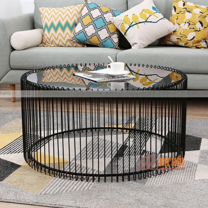 Bàn trà sofa hình trụ mặt kính BT09 - Ảnh 4