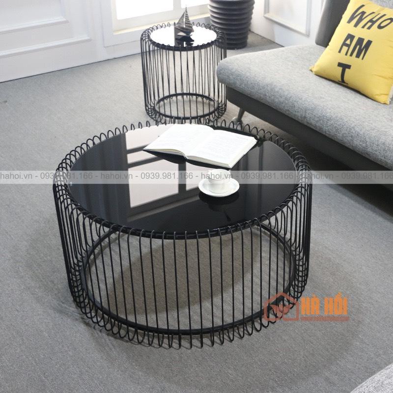 Bàn trà sofa hình trụ mặt kính BT09 - Ảnh 2