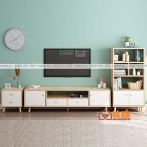 Bộ tủ kệ tivi kèm tủ sách trang trí KTV10