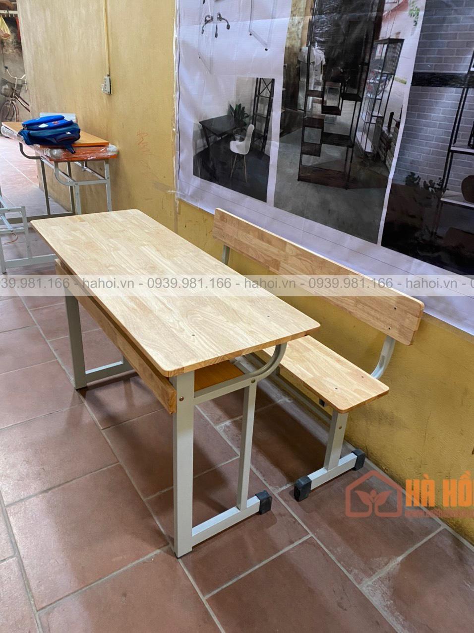 Bộ bàn học sinh rời ghế có tựa gỗ cao su BHS5B