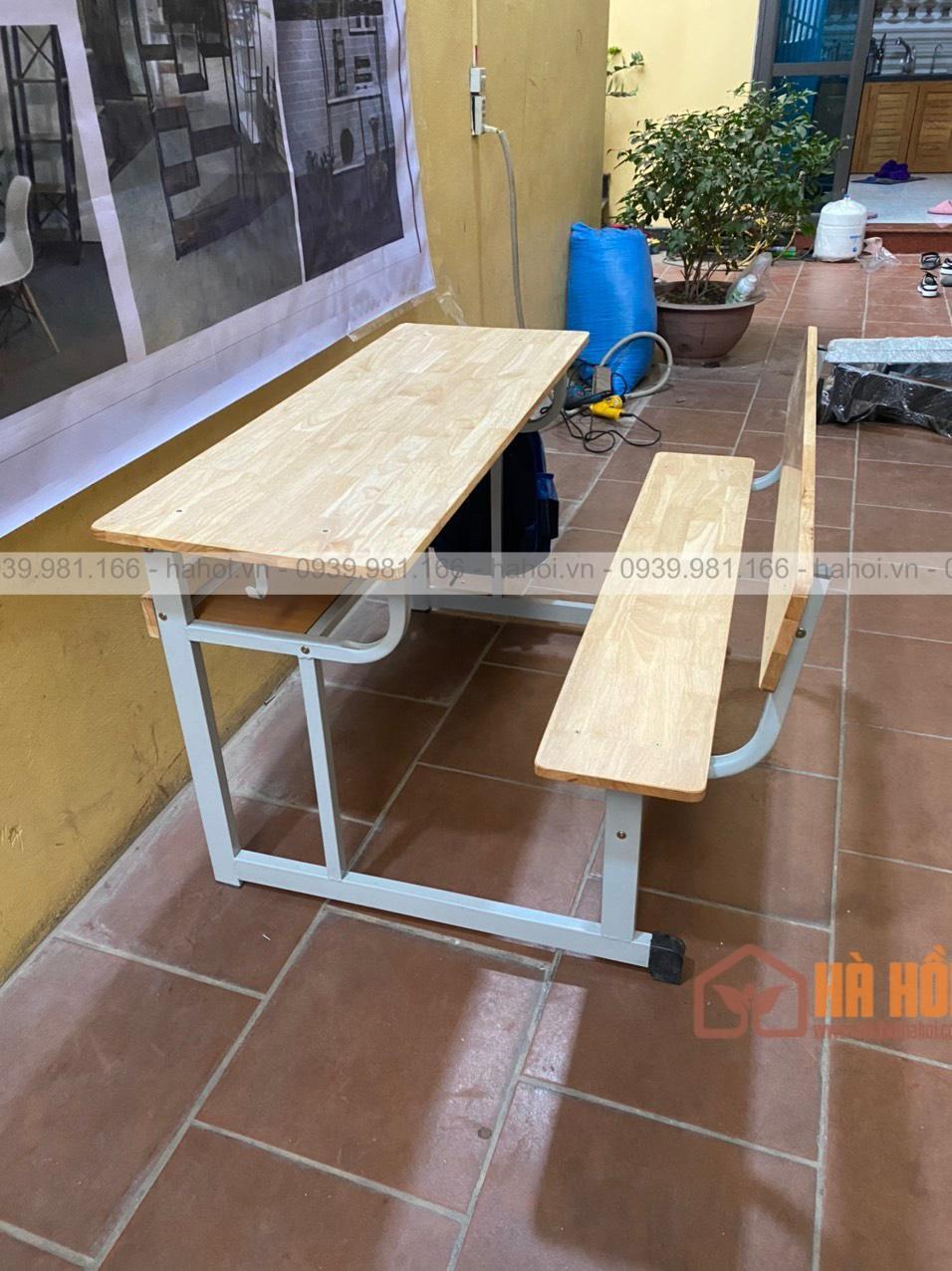 Bộ bàn học sinh liền ghế có tựa gỗ cao su HS06A - Ảnh 6