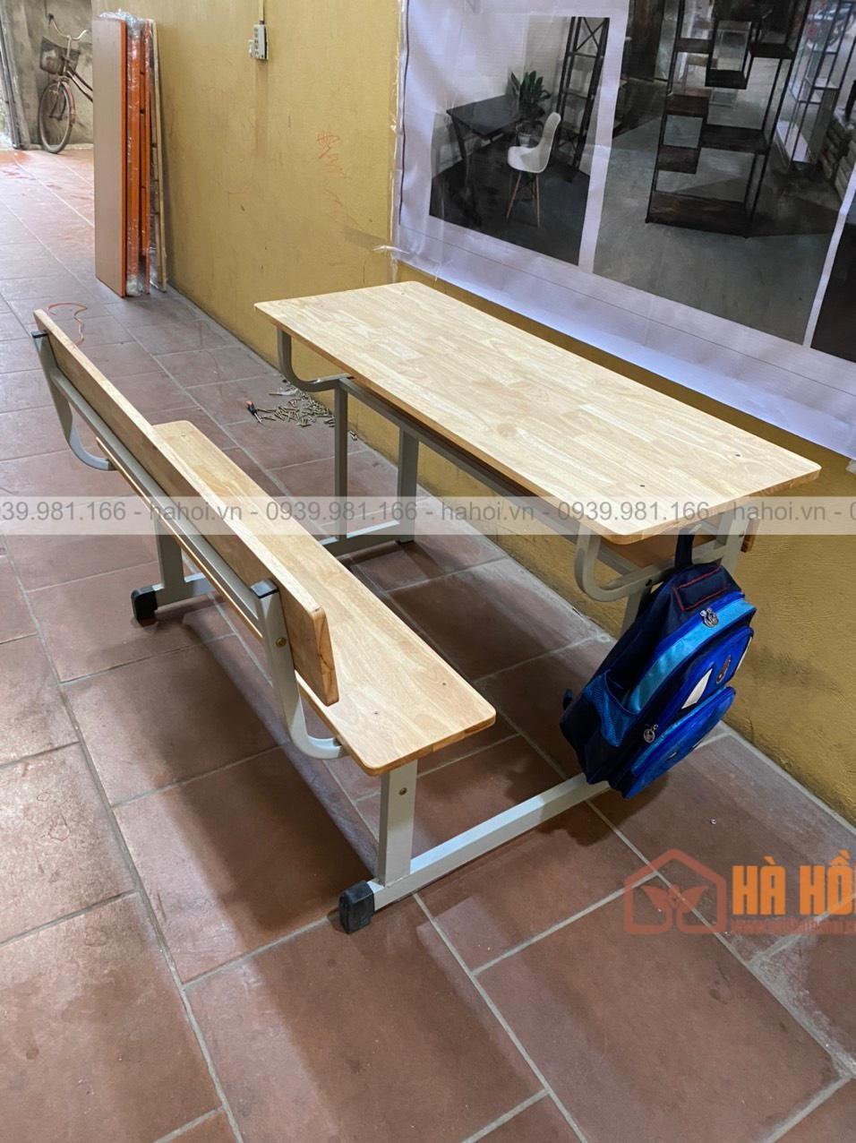 Bộ bàn học sinh liền ghế có tựa gỗ cao su HS06A - Ảnh 5
