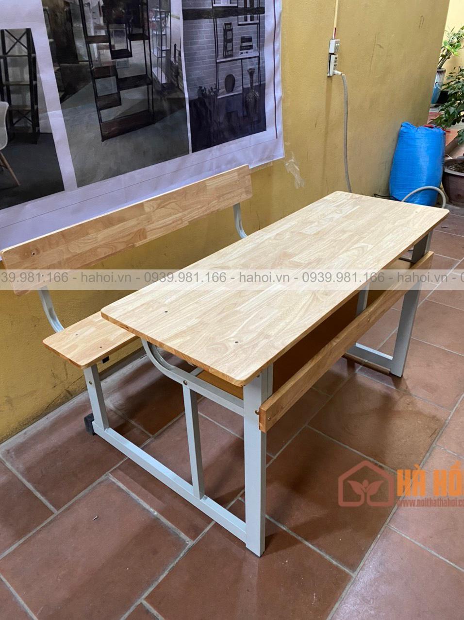 Bộ bàn học sinh liền ghế có tựa gỗ cao su HS06A - Ảnh 4