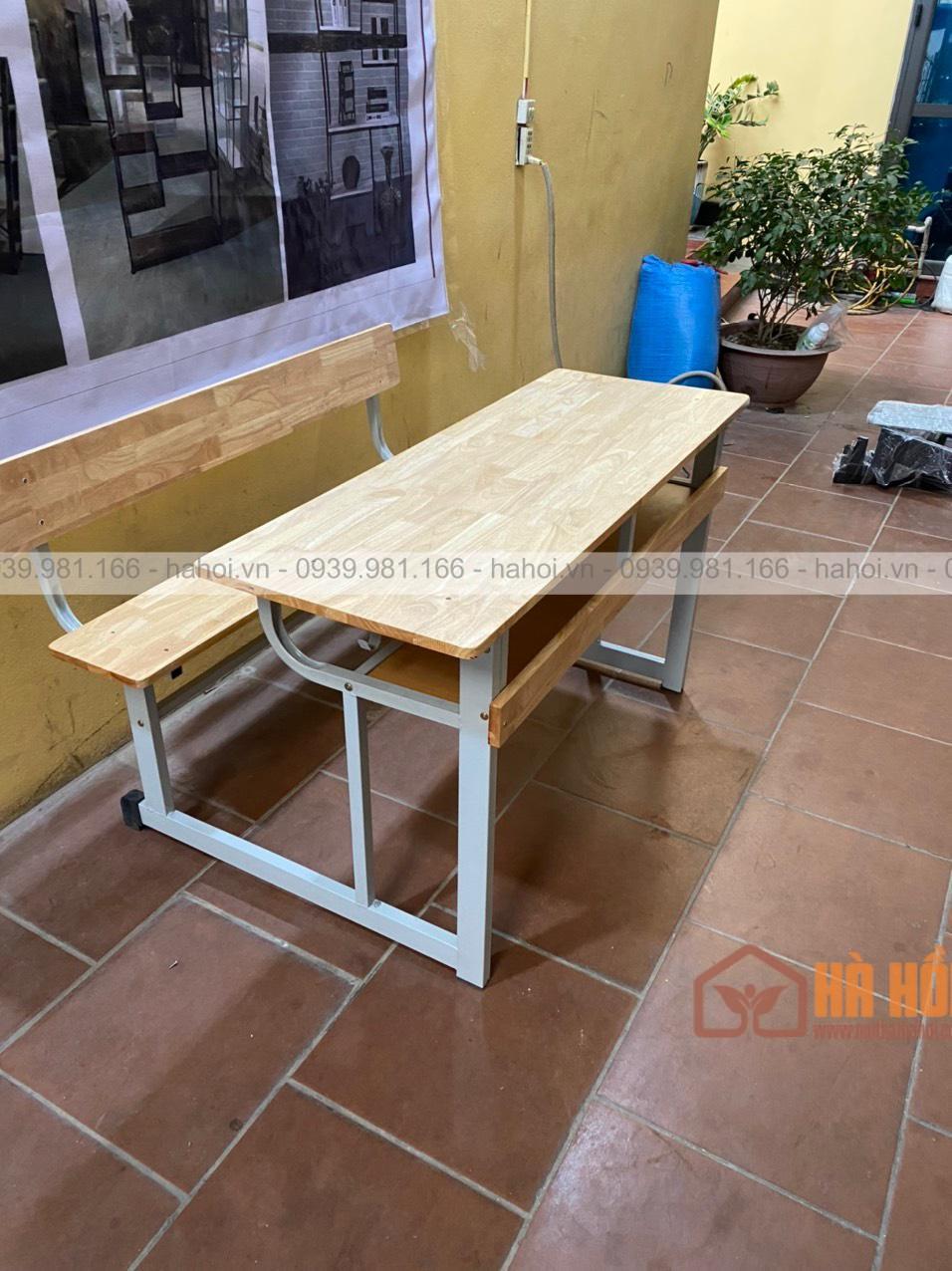 Bộ bàn học sinh liền ghế có tựa gỗ cao su HS06A - Ảnh 3