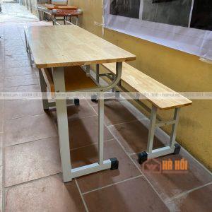 Bộ bàn học sinh rời ghế không tựa gỗ cao su BHS7