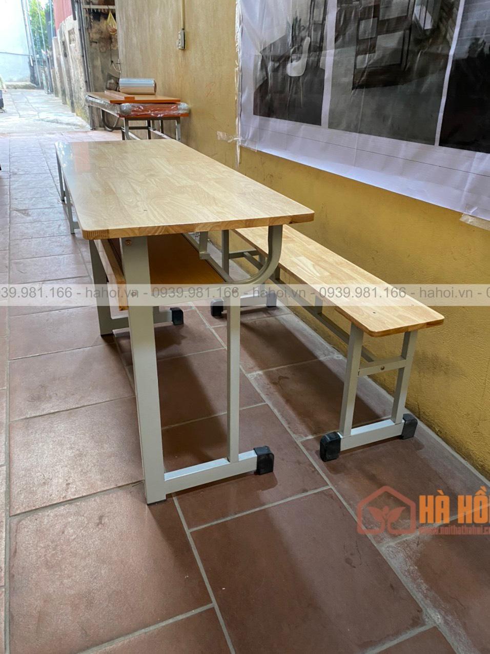 Bộ bàn học sinh rời ghế không tựa gỗ cao su BHS7