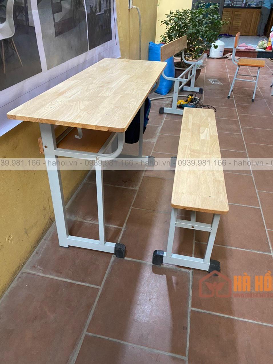 Bộ bàn học sinh rời ghế không tựa gỗ cao su BHS7 - Ảnh 2