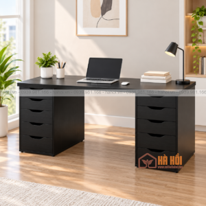 Bàn IKEA 2 hộc ngăn kéo đen