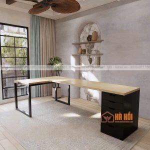 Bàn IKEA chữ L chân sắt