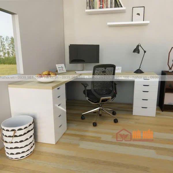 Bàn-ikea-2chu L-hộc-ngăn-kéo