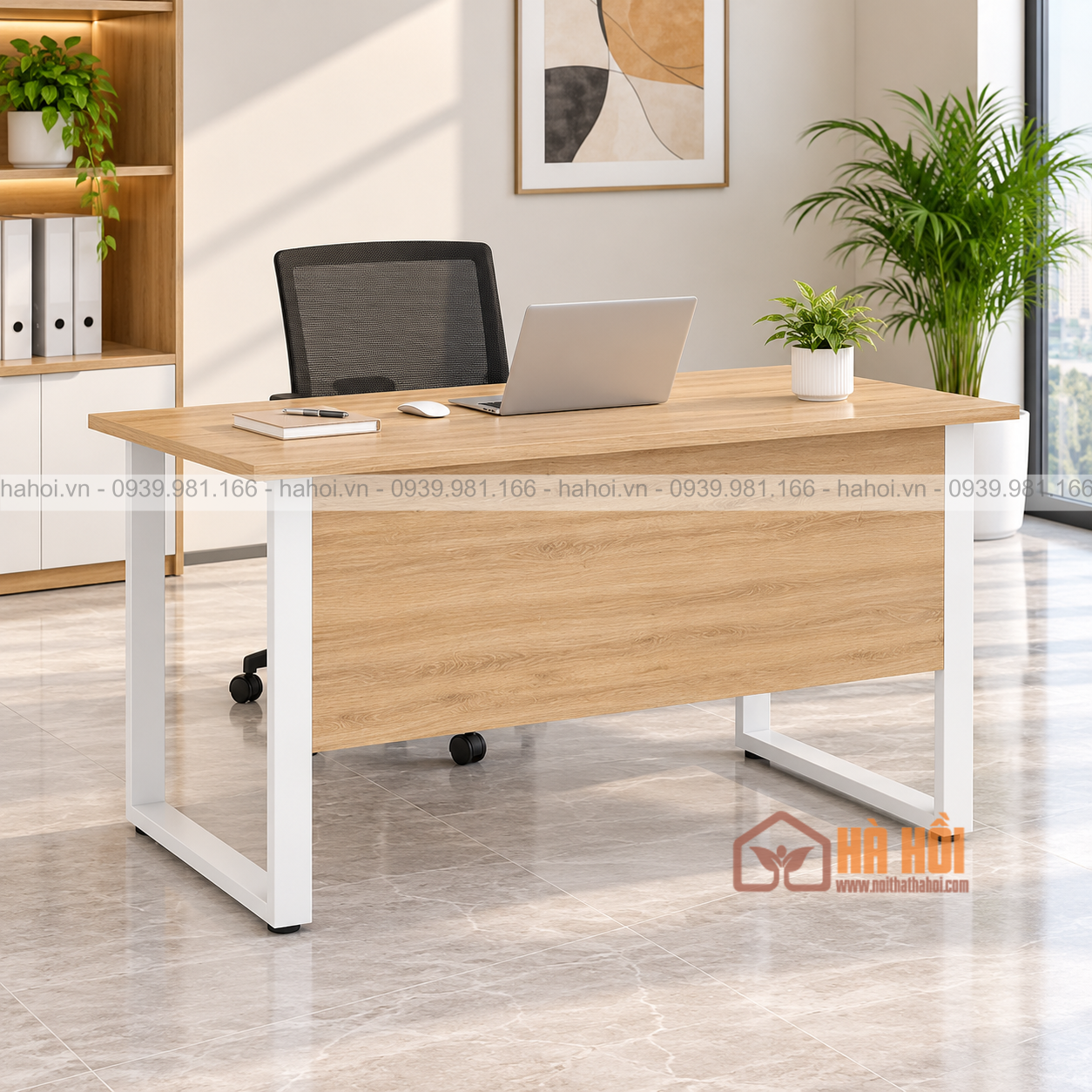 Bàn làm việc văn phòng chân sắt 1m2 có yếm BLV10