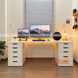 Bàn IKEA 2 hộc ngăn kéo trắng