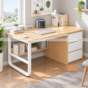 Bàn làm việc chân sắt 1m2 có ngăn kéo BLV9.