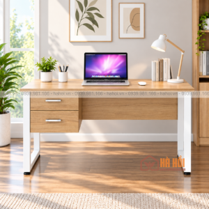 Bàn văn phòng chân sắt 1m2 có hộc treo BLV11