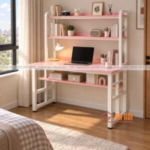 Bàn học liền kệ sách màu hồng BLG16 - 01