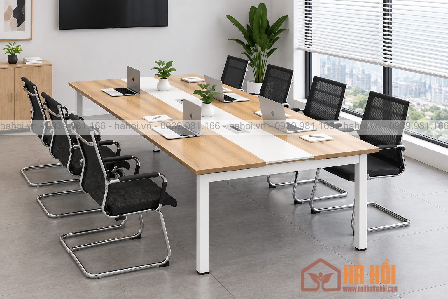 Bàn họp chân sắt 2m4 BHS8