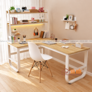 Bàn làm việc chữ L có giá sách BLG17