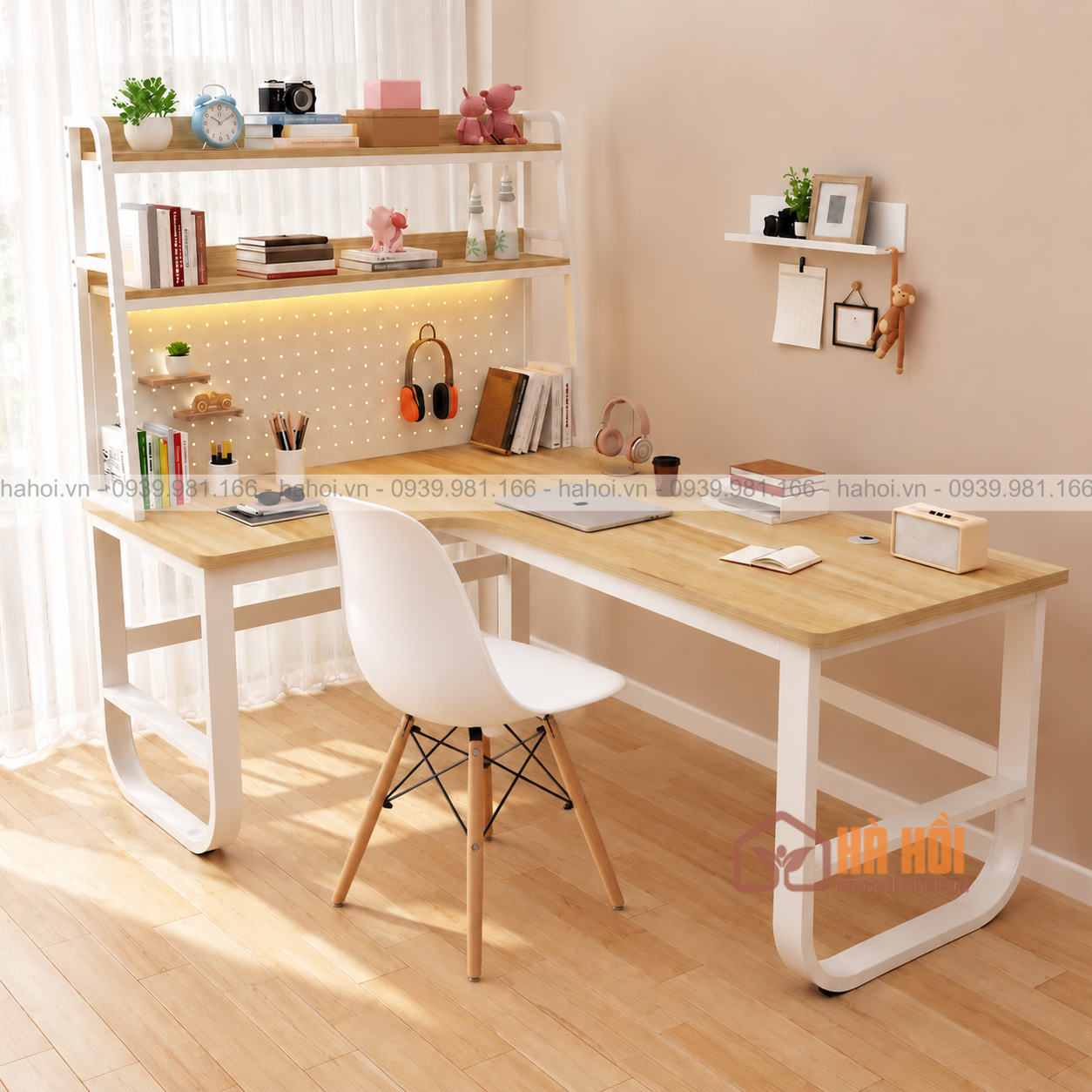 bàn liền giá sách chữ L1