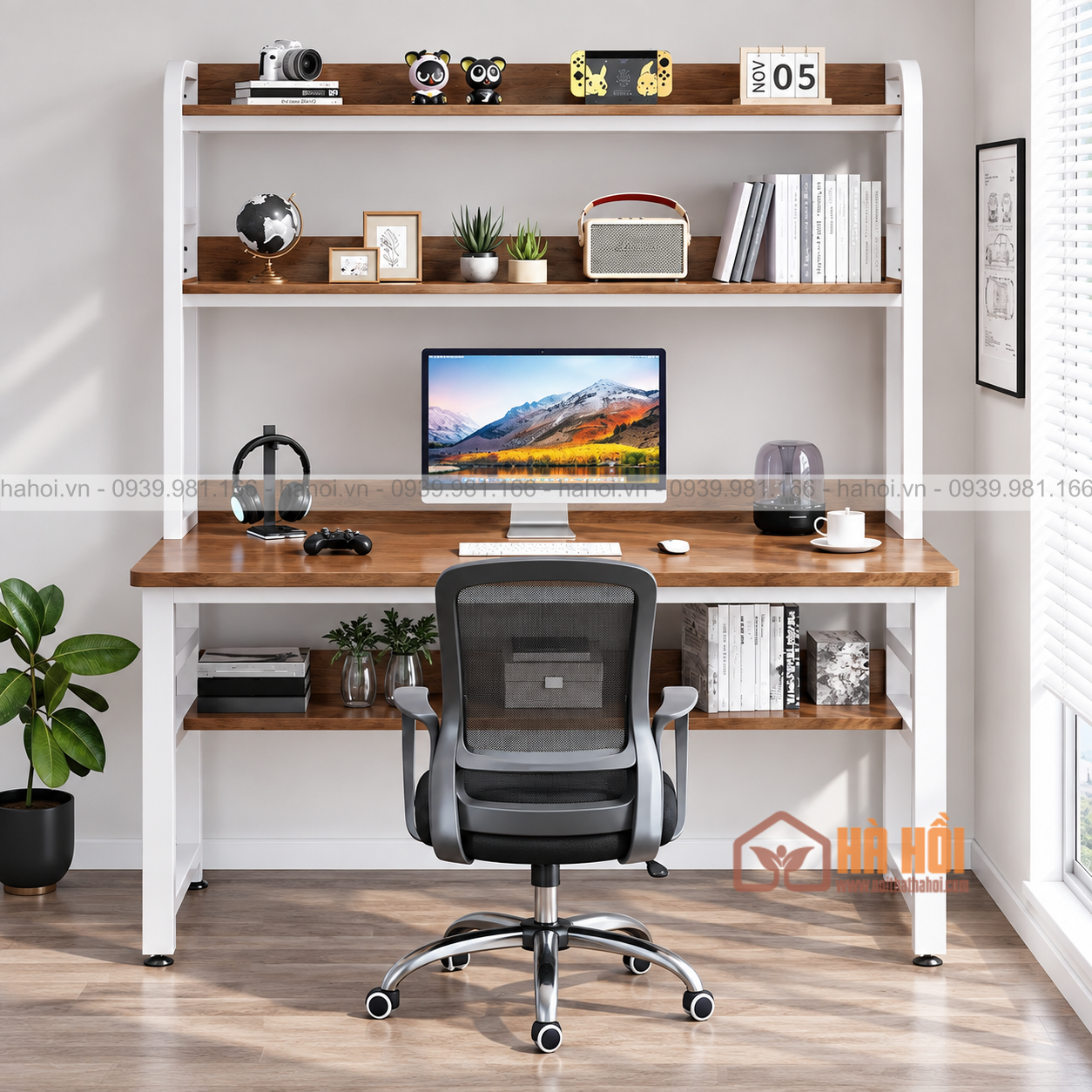 bàn liền giá sách đẹp